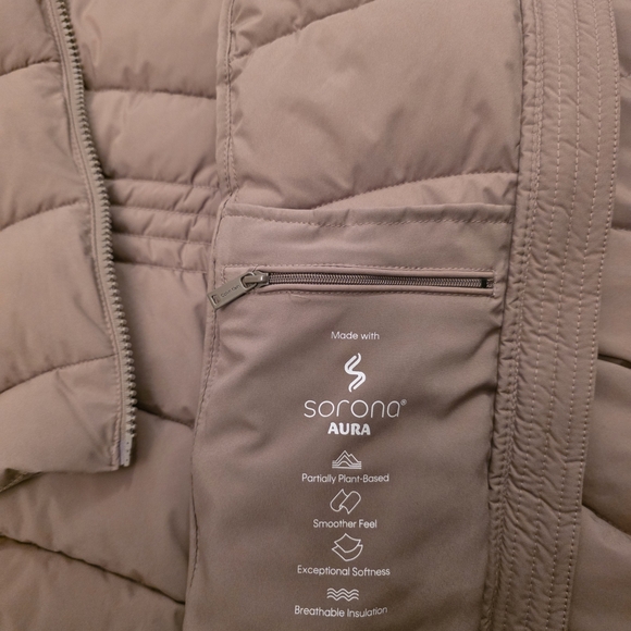 Calvin Klein Women's Tan Puffer Jacket with Faux Fur Hood - Picture 4 of 5